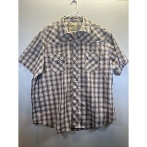Vintage Wrangler Western‎ Pearl Snap Button Up Shirt Mens Size 2XL Brown